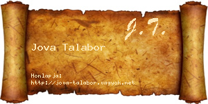 Jova Talabor névjegykártya